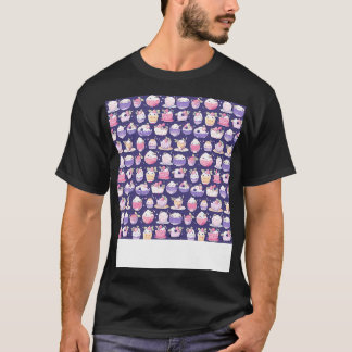 Dessert Naadloze Patroon Patisserie Kawaii Schatti T-shirt