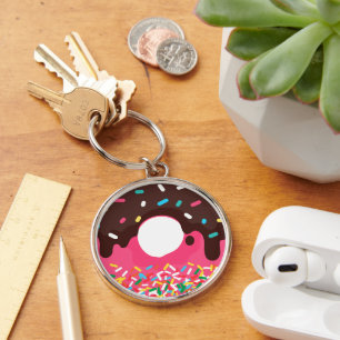 Dessert, Regenboog Spikkels Donut, Doughnut Sleutelhanger