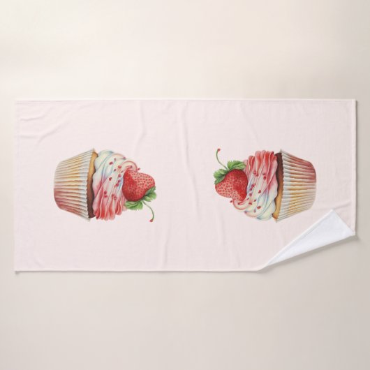 Dessert sucré à la fraise Cupcake (Serviette de bain)