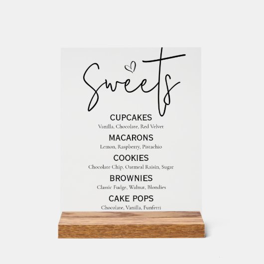 Dessert sucré minimal Menu Moderne Noir Blanc Chic (Recto)