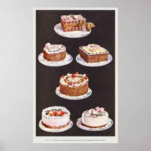 dessertcake, gevorst als decoratieretro poster (Voorkant)