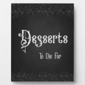 Desserts Black Lace Gothic Wedding Table Sign Fotoplaat (Voorkant)