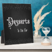 Desserts Black Lace Gothic Wedding Table Sign Fotoplaat (Zijkant)