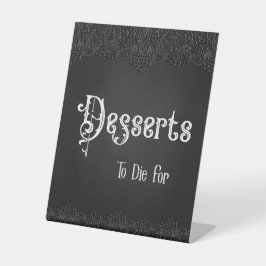 Desserts Black Lace Gothic Wedding Table Sign Reclamebord Met Voetstuk