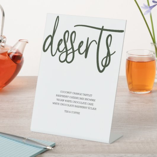 Desserts Menu Bruiloft Kunstgras Reclamebord Met Voetstuk (Insitu)