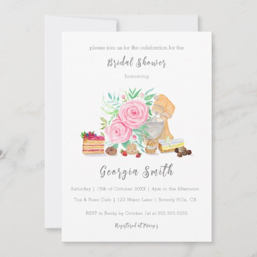 Desserts met mixer en Rozen Vrijgezellenfeest Kaart (Voorkant)