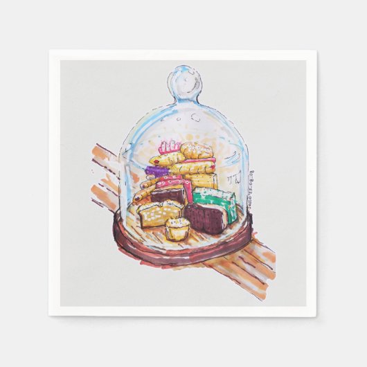 Desserts onder glazen koepel servet (Voorkant)