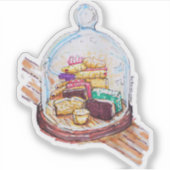Desserts onder glazen koepel sticker (Voorkant)