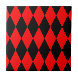 Dessin à carreaux de diamants Harlequin noir rouge