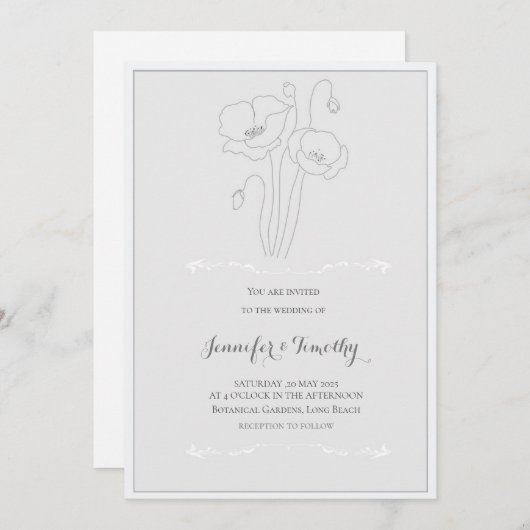 dessin à faire-part de mariage (Devant / Derrière)