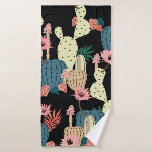 Dessin à la main Cactus Plante et fleurs Chat san