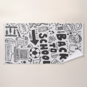 dessin à la main élément école doodé (Serviette de bain)