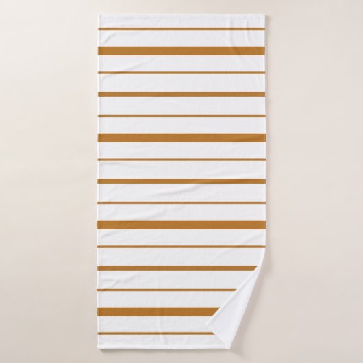 Dessin à rayures brun doré sur fond blanc (Serviette de bain)