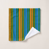 Dessin à rayures verticales vert orange bleu   (Gant de toilette)