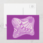 dessin abstrait violet blanc, cartes postales (Devant / Derrière)