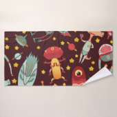 Dessin Alien : Espace Vintage (Serviette de bain)