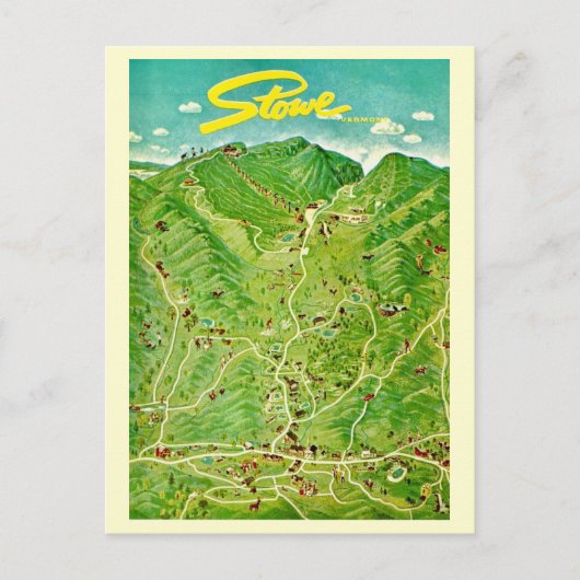 Dessin ancien de la carte postale de Stowe Vermont (Devant)