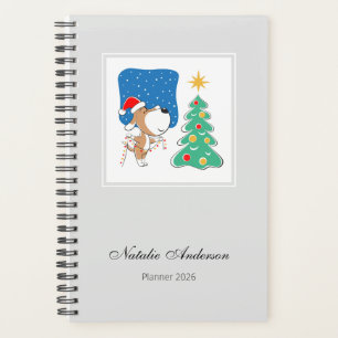 Dessin Animé Chien Mignon Chiot Arbre de Noël Joye