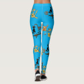 Dessin animé de chat drôle Leggings bleus (Dos)