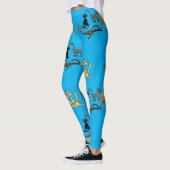 Dessin animé de chat drôle Leggings bleus (Gauche)