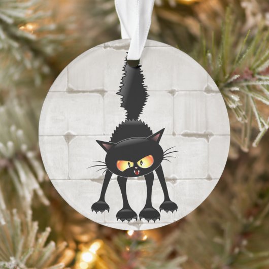 Dessin animé de chat noir drôle et féroce (Arbre)