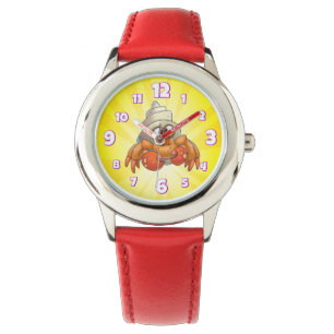 dessin animé de montre de crabe jaune et rouge