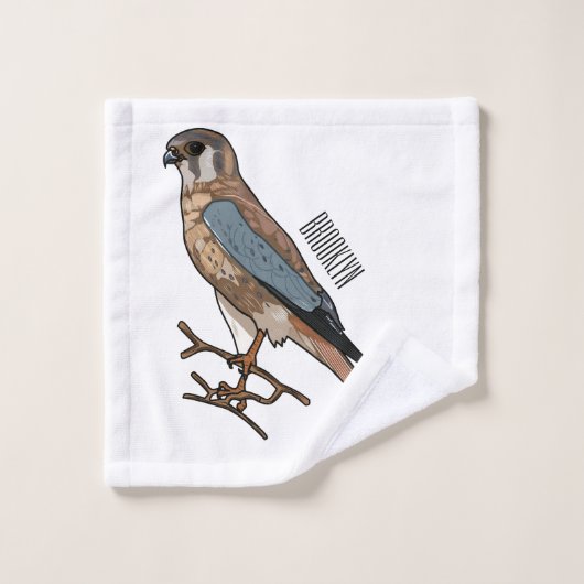 dessin animé d'oiseau-kestrel américain (Gant de toilette)