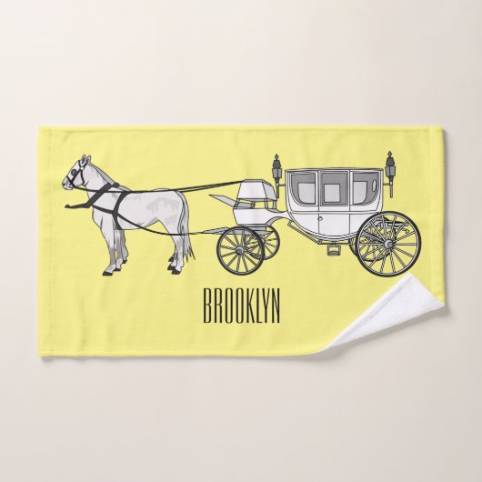 dessin animé mariage cheval & calèche (Serviette à main)