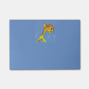 dessin animé poisson post-it note