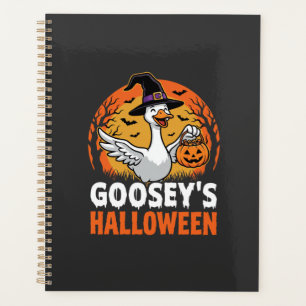 Dessin animé rétro d'oie sorcière d'Halloween de G
