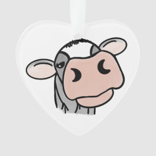 dessin animé vache noir blanc rose baiser gris ani