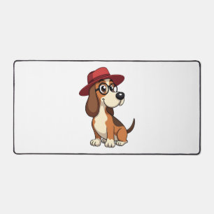 Dessin animé vintage Basset Hound au chapeau rouge
