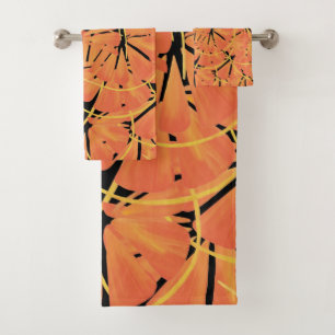 Dessin artistique tropical noir d'ébène et orange