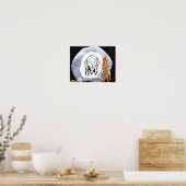 Dessin au fusain sur une grande roche. affiche (Cuisine)