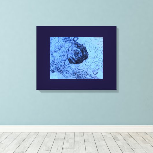 Dessin "Blue Rose Dream" imprimé sur la toile (Insitu (Plancher de Bois))