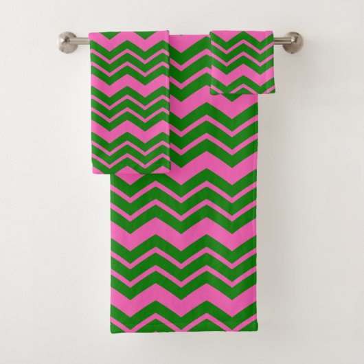 Dessin chevron zigzag vert rose (En situation)