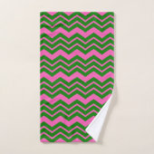 Dessin chevron zigzag vert rose (Serviette à main)