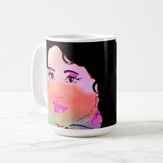 Dessin Colorée Femme Face Mug (Devant gauche)