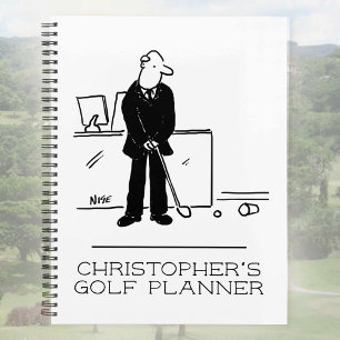 Dessin de caricature amusant d'un golfeur de burea