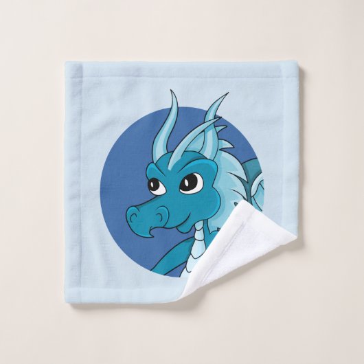 Dessin de caricature de dragon bleu linge (Gant de toilette)