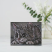Dessin de chaton sur carte postale (Debout devant)