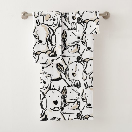 Dessin de chien mignon - Chiots en noir et blanc (En situation)