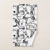 Dessin de chien mignon - Chiots en noir et blanc (Serviette à main)
