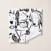Dessin de chien mignon - Chiots en noir et blanc (Gant de toilette)