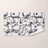 Dessin de chien mignon - Chiots en noir et blanc (Serviette à main)