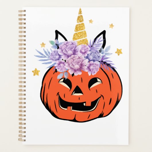Dessin de citrouille licorne Halloween (Devant)