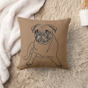 Dessin de coussin de chien Carlin marron tendance