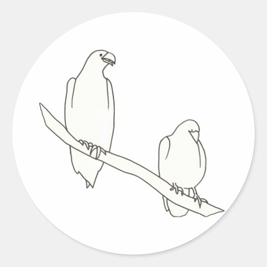 Dessin de deux aigles sur un Stickers de Branche (Devant)