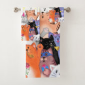 Dessin de fête de chats heureux - de mignons chats (En situation)