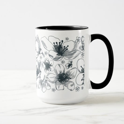 Dessin de fleur sur la tasse de sonnerie (Droite)